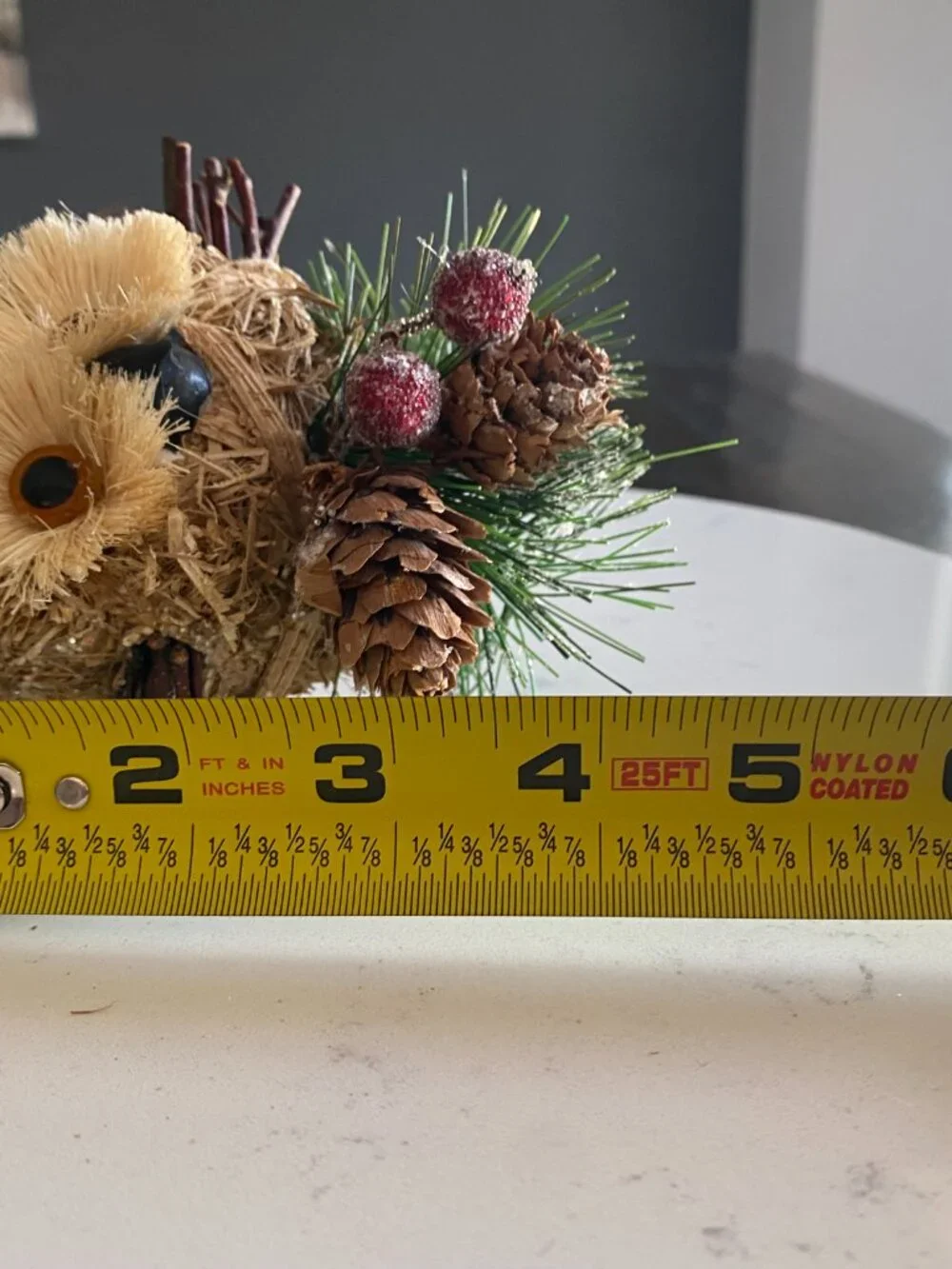 Rustic Woodland Christmas Ornaments Lot of 4 Owl Reindeer Sisal Feather Décor